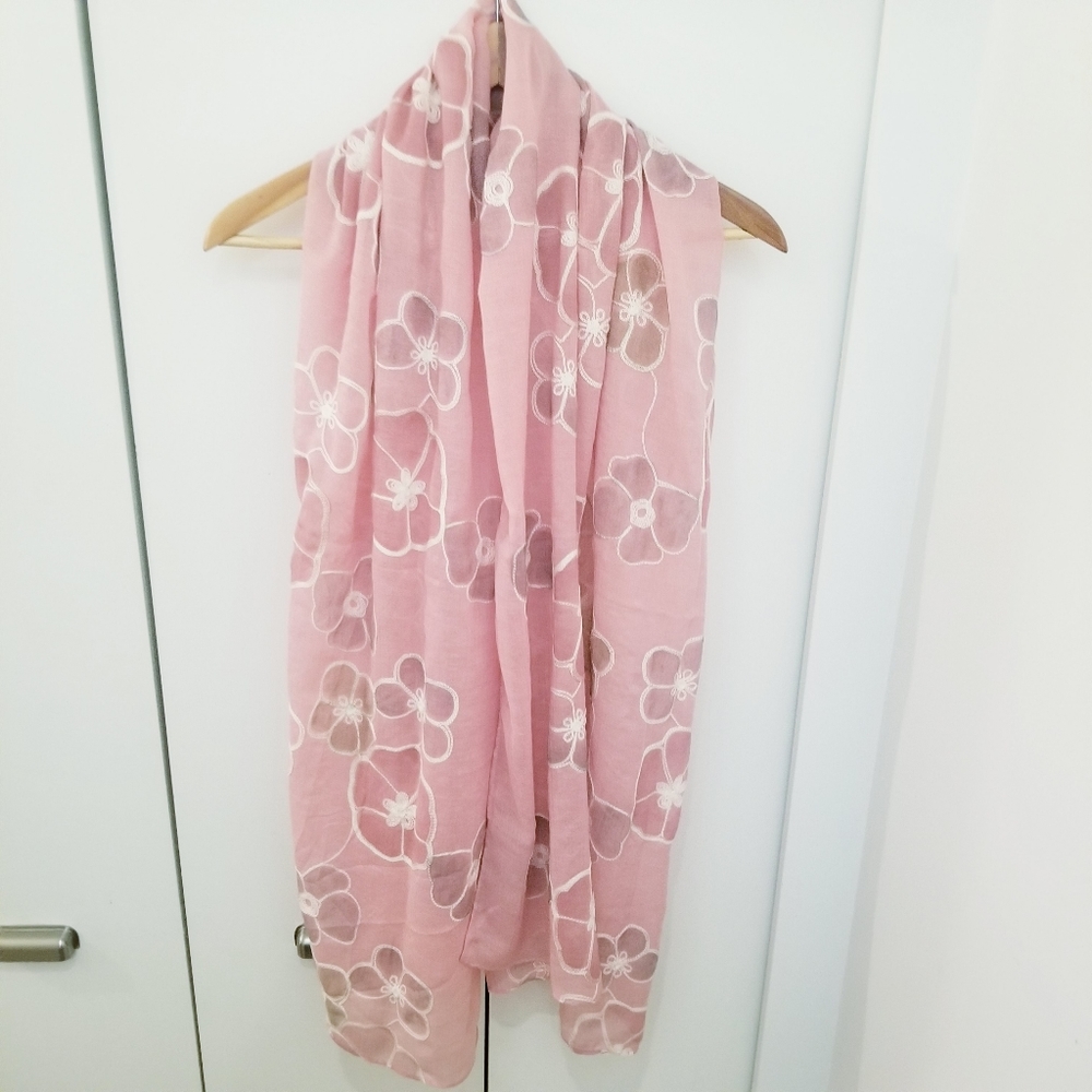3/$45 Floral Scarf Pashmina Pink Flowy Light